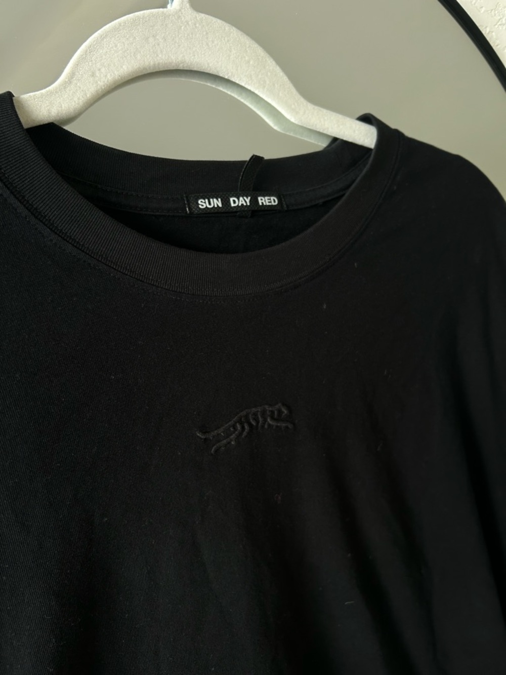 SUN DAY RED Black Embroidered Crewneck Tee